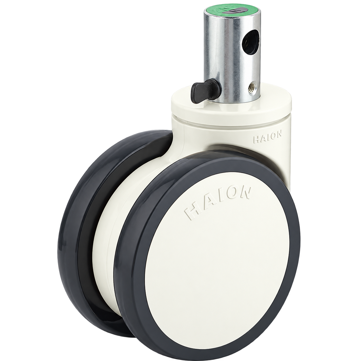 HAION H366 double-wheel central-locking caster for hospital bed on transparent background